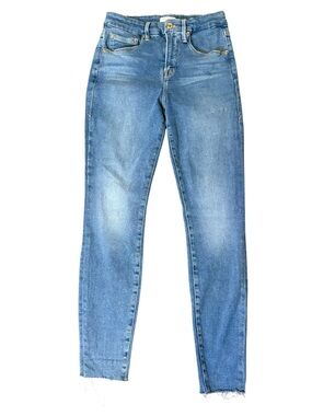Good American Good Legs Skinny Jeans in Blue 655 Medium Wash  Size 6/28 Raw Hem